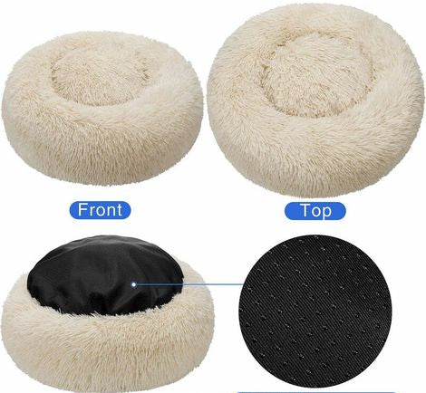 Cama de Felpa Tipo Donut para Mascotas Pata-Pata