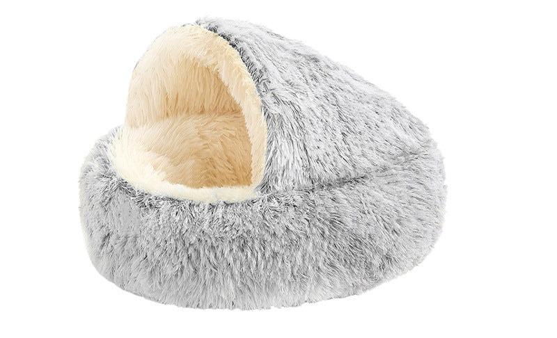 Cama Semicerrada Térmica para Mascotas - Interior de Felpa Cálido