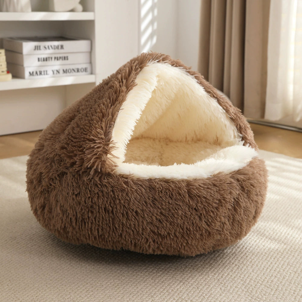 Cama Semicerrada Térmica para Mascotas - Interior de Felpa Cálido