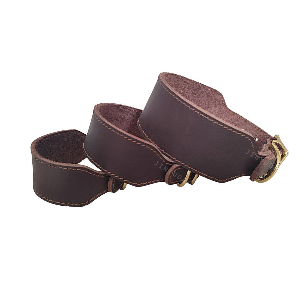 Collar de Galgo Ensanchado Pata-Pata - Capa Superior de Piel de Vaca Premium
