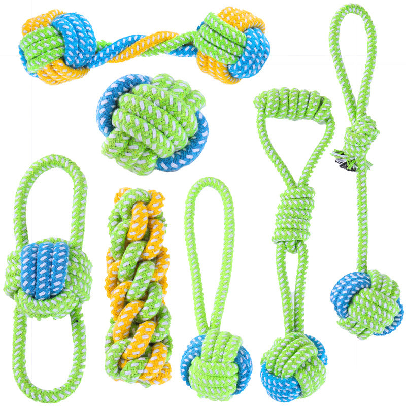 Pack 7 Juguetes de Algodón para Mascotas Pata-Pata - Mordedor, Tira y Afloja, Antiestrés y Limpieza Dental