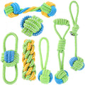Pack 7 Juguetes de Algodón para Mascotas Pata-Pata - Mordedor, Tira y Afloja, Antiestrés y Limpieza Dental