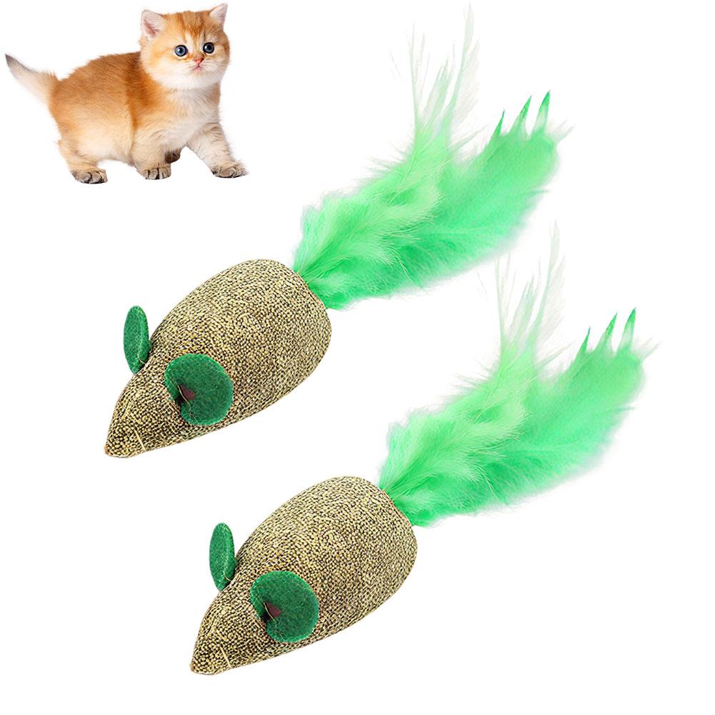 Pack 2 Juguetes Interactivos para Gatos;   Ratón y Pelota de Hierba Gatera